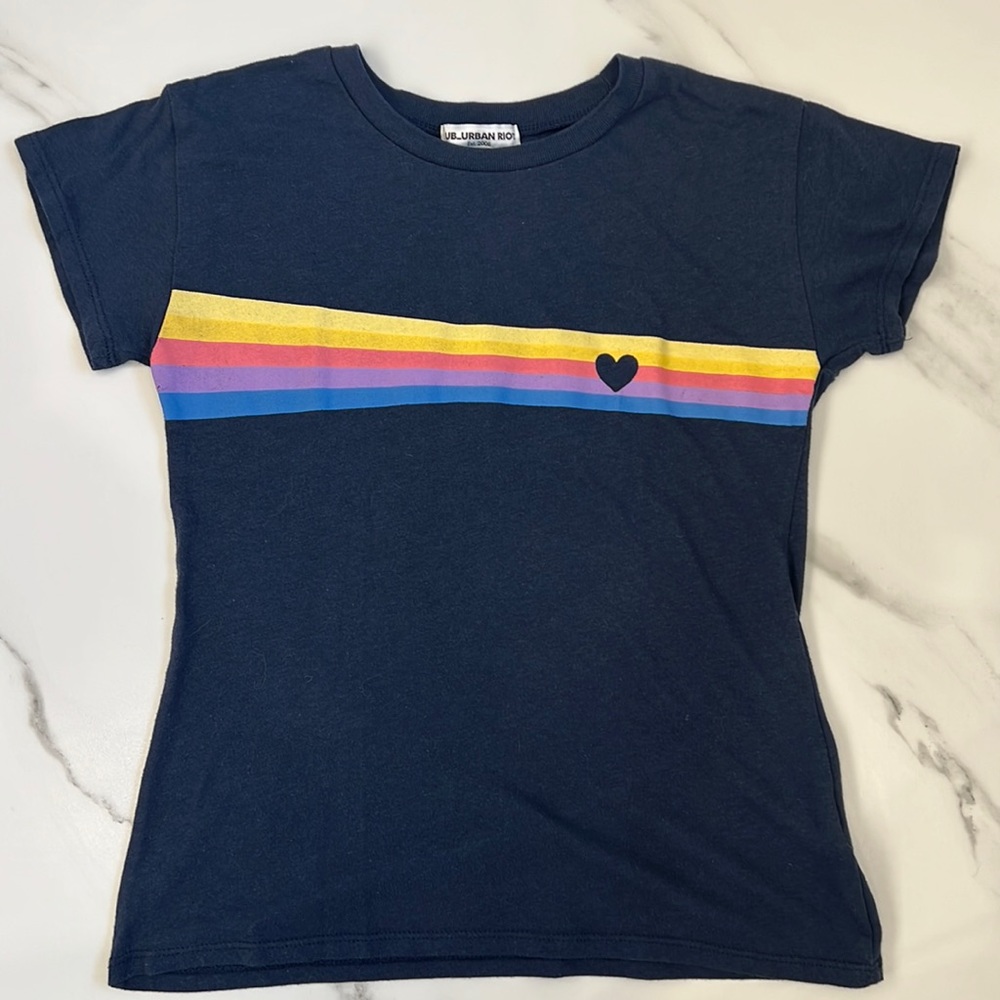 Sub_Urban Riot Rainbow/Heart Graphic Tee -  Youth Large